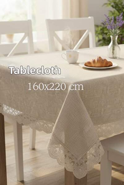 Dantelux Manta de masă din in argintiu Espo pentru 8-12 persoane (160x220 cm)...