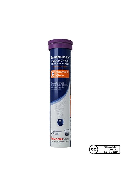 Imuneks Sambunex Black Elderberry Vitamin C + Zinc 20 Effervescent Tablets