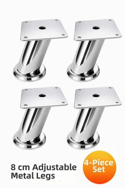 Badem10 Bază metalică cromată reglabilă de 8 cm cu suport (4 bucăți) pentru u...