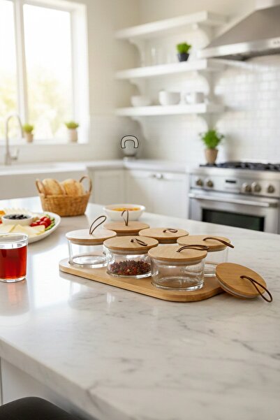 Home Briora 6-Piece Glass Breakfast Set with Bamboo Lid and Stand