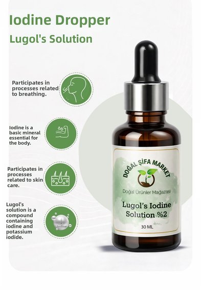 DOĞAL ŞİFA MARKET Iodine Drop 2% 30 ml Bottle with Dropper Lugol Solution 2%