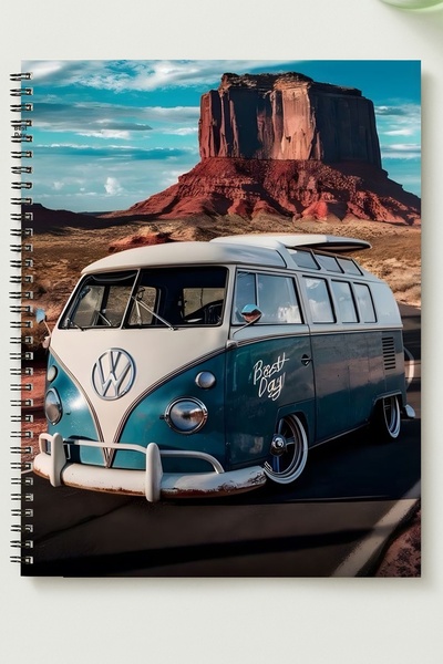 BLACKONECLASS دفتر ملاحظات WOSWOS MINIBUS A5 بحلقات معدنية، غير مسطر، سميك من...