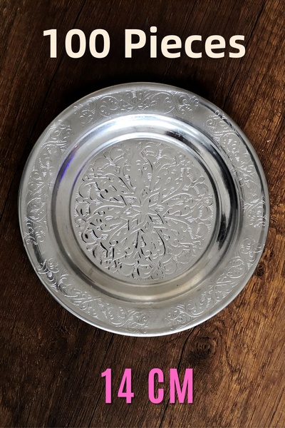 Binbir Trend 14 cm - Authentic Patterned Chrome Steel Appetizer and Serving P...