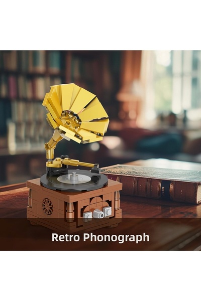 scntoys Miniblocks Vintage Gramophone Building Set 187 Pieces Gramophone Buil...