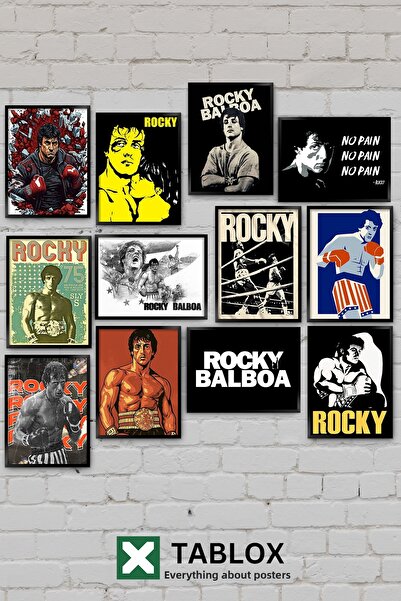 TABLOX Set de pictură decorativă MDF cu 12 bucăți Rocky Balboa, cu motiv de b...