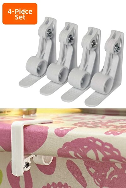 PANJI ملقط مفرش المائدة البلاستيكي، حامل مفرش المائدة الزنبركي، 4 قطع من مزلا...