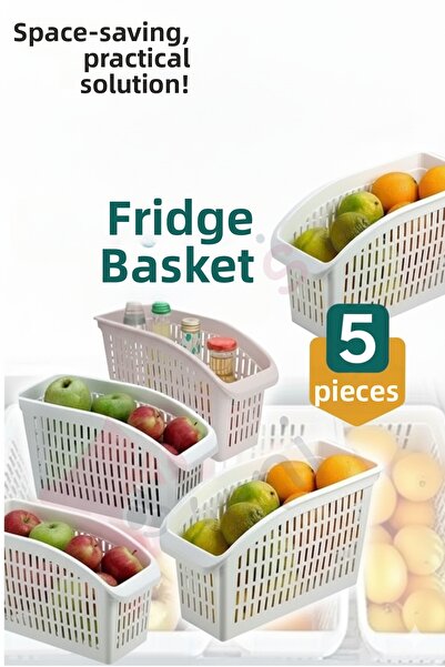Dükkanönü 5 قطع سلة فواكه وخضراوات كبيرة الحجم للثلاجة، منظم للمطبخ والحمام ت...