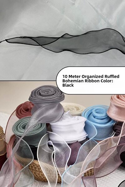 Dantelux Panglică decorativă cu detaliu ondulat (10 metri) neagră