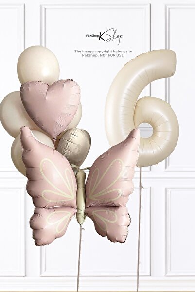 PEKSHOP Retro Pink Butterfly Birthday Balloon Chain Set with Age Balloons