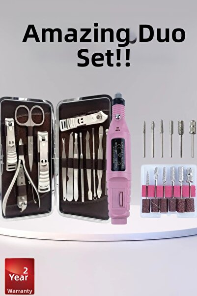 SORA GROUP Electric Manicure Pedicure Set Double Set 12 Pieces Nail Care File...