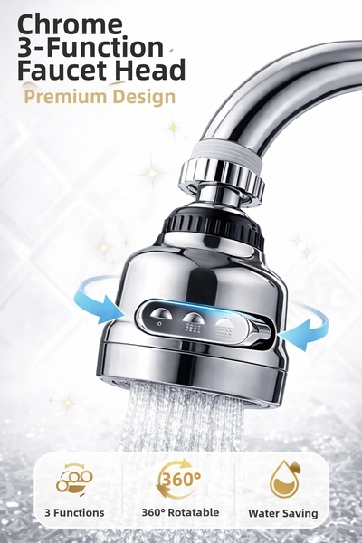 MericLine 360 with 3 Modes: Pressurized and No-Splash °   Swivel Chrome Fauce...