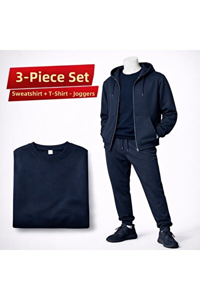 SULVERY SET TRIPLU DE IARNĂ CU MANȘETE ELASTICE, PANTALONI DE TRENING, CARDIG...