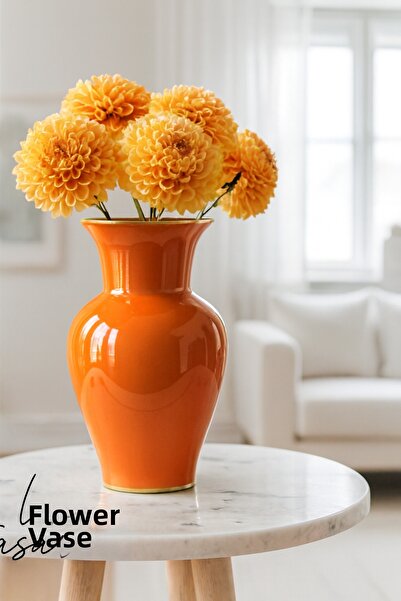 Lui Tasarım Orange Vase Nordic Style Simple Bohemian Carafe 27 cm Glass Vase
