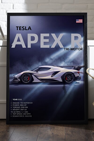 Duvarda Poster cu ramă din lemn negru Tesla Apex R, pictură decorativă de per...