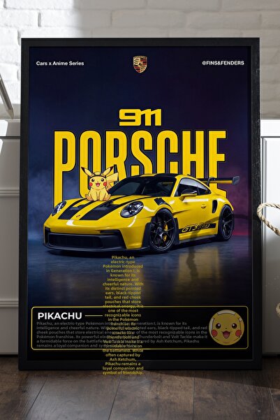 Duvarda Αφίσα Porsche 911 με μαύρο ξύλινο πλαίσιο, διακοσμητική ζωγραφική τοί...
