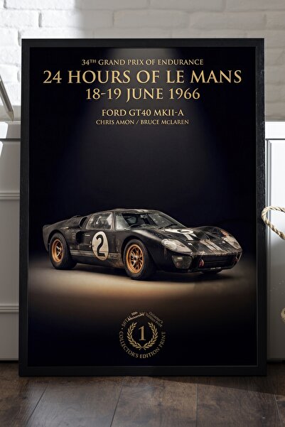 Duvarda Αφίσα Ford GT40 με μαύρο ξύλινο πλαίσιο, διακοσμητικός πίνακας τοίχου...