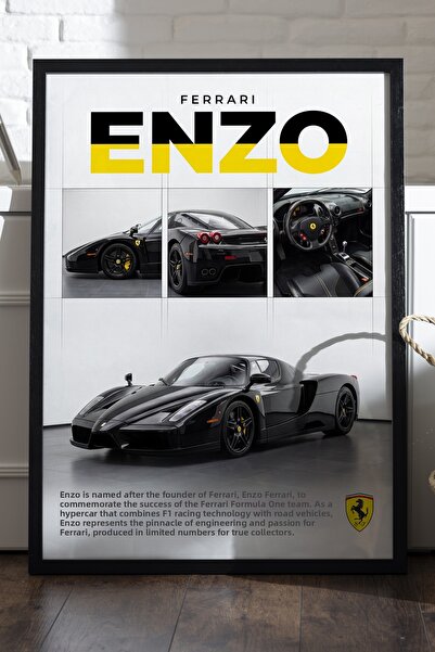 Duvarda Αφίσα Ferrari Enzo με μαύρο ξύλινο πλαίσιο, διακοσμητικός πίνακας τοί...