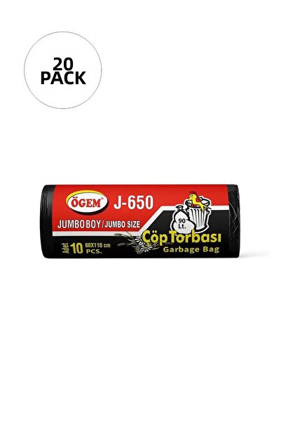 Kuzgun Ticaret J-500 كيس قمامة للأولاد 80 × 110 سم 10 لفات × 20 عبوة = 200 قط...