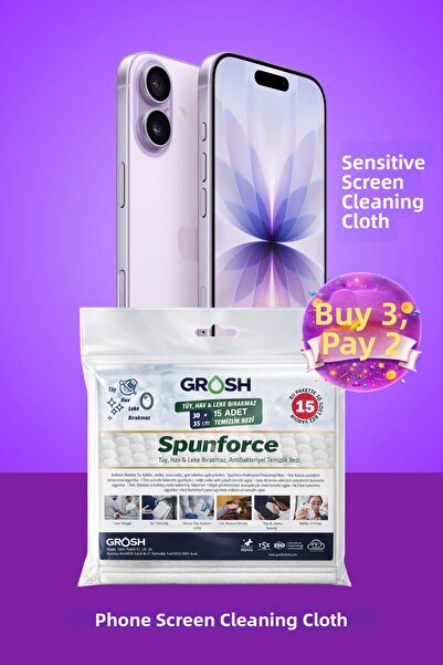 Grosh Spunforce Phone Screen Wiping Cleaning Cloth 30X35 Large Size 15 Pieces