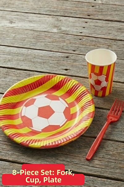 Baloncu Dede Σετ για πάρτι με θέμα το ποδόσφαιρο, κίτρινο και κόκκινο ριγέ, μ...