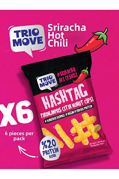 TrioMove رقائق الحمص المخبوزة بنكهة سريراتشا الحارة (6 قطع) تريو موف