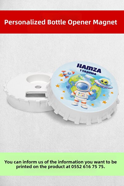 Mutluluk Atölyem مغناطيس فتاحة هدايا عيد ميلاد الأطفال بتصميم رائد فضاء وكوكب...