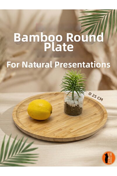 ERKUGO طبق تقديم دائري كبير الحجم من الخيزران ومجموعة تقديم - قطعة واحدة (25 ...