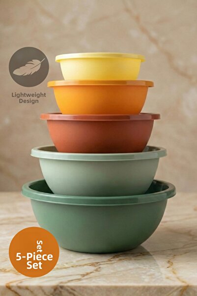 Vienev 5-Piece Colorful Mixing Bowl Set - Multi-Purpose Nesting Dough and Sal...