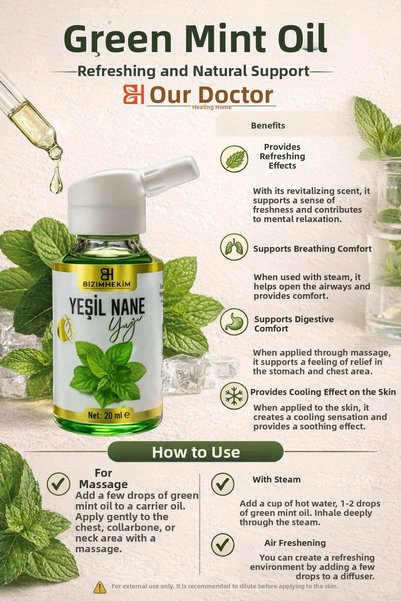 BİZİMHEKİM ŞİFA EVİ Bizimhekim Green Peppermint Oil 20 ml Refreshing Care Oil