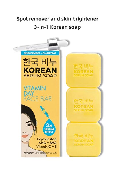 Greenlabel صابون كوري مضاد للعيوب 3 عبوات، تبييض بفيتامين C & E