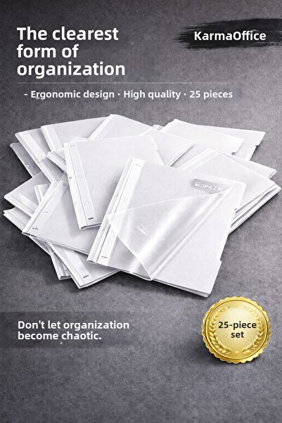 KarmaOfis Λευκό Σετ Αρχειοθήκης Α4 με 25 Τεμάχια – Ανθεκτικό και Εργονομικό Α...