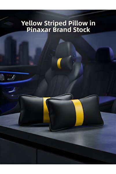pınaxar لينكولن مارك الثامن 1993-1998 وسادة رقبة مخططة باللون الأصفر لمقعد ال...