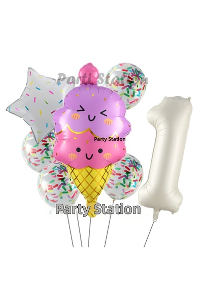 Parti Station مفهوم آيس كريم سليم كريم لعيد الميلاد الأول - مجموعة بالونات صي...
