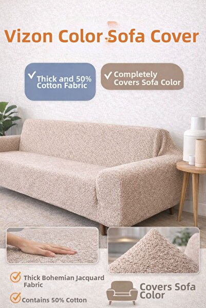 coverbox Husă pentru scaun Buklet Bohemian Elastic pentru 3 persoane, anti-al...