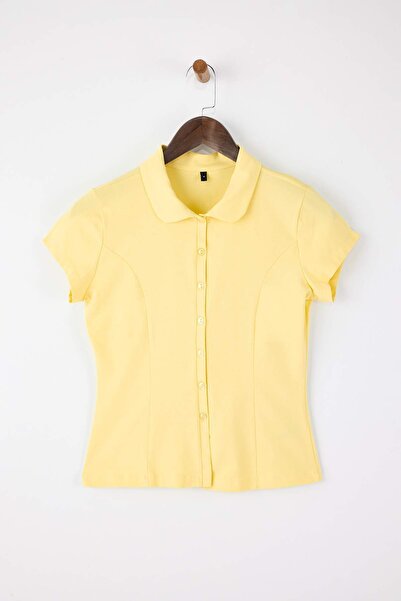 Trendyol Collection Ανοιχτό κίτρινο εφαρμοστό/στενό βαμβακερό ελαστικό πλεκτό...