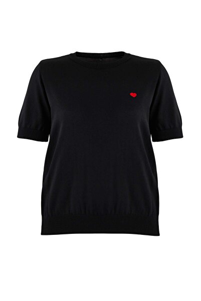 Trendyol Curve Μαύρη καλοκαιρινή λεπτή πλεκτή μπλούζα με κρύο χειμωνιάτικο κέ...