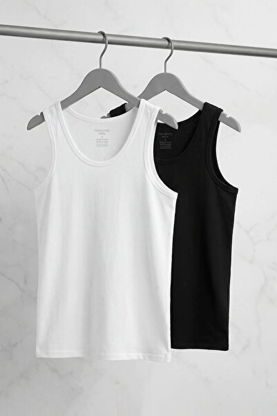 Trendyol Collection Black - White Basic 2-Pack Underwear Undershirt