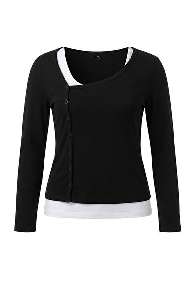 Trendyol Curve Black Stretch Fabric Combed Cotton Single Jersey Knitted Plus ...