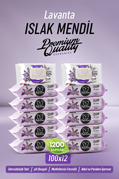 Papilion Premium Lavanta Özlü Islak Havlu 100x12 - 1200 Yaprak