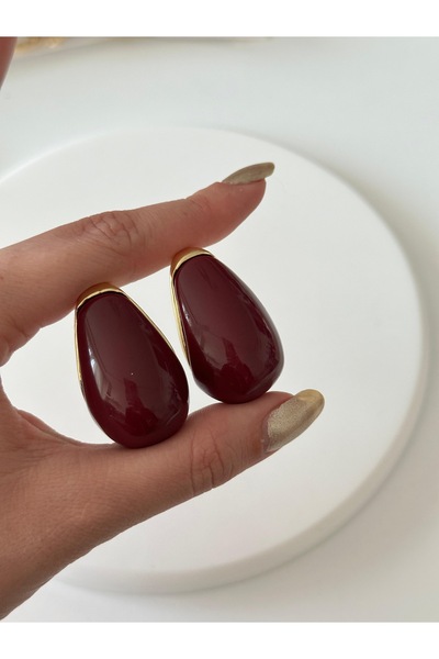 Charmist أقراط بوتي من الفولاذ باللون العنابي