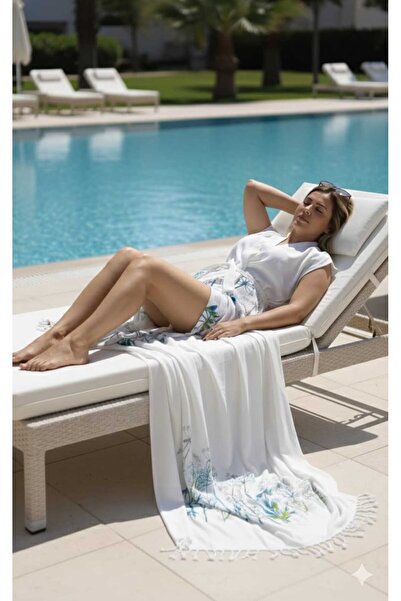 Nevin Acar Σετ μπουρνούζι και πετσέτα Peshtemal Blue Chicory Peshtemal 2 τεμ