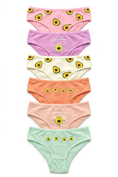 Öts Чифт от 6 памучни бикини с щампа на авокадо за момичета - Микс от цветове