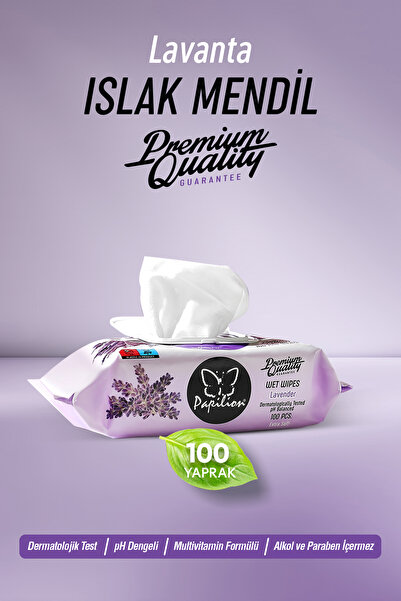 Papilion Lavanta Özlü Islak Mendil PH Dengeli Alkol İçermeyen Extra Soft Temi...