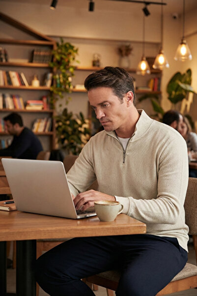 Buratti Men's Sweat - Stand Collar, Half Zipper, Cotton Regular Fit Sweat 590...