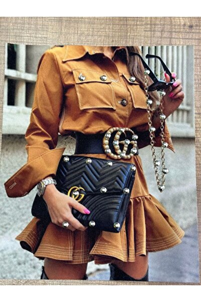 Gönülden Tasarım 24X20 CM smeđi kamen sa šljokicama Re Sa šljokicama Armayama...