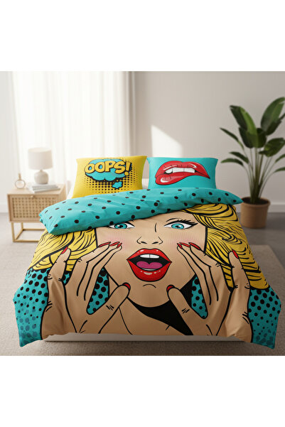 Helen George Oops 4 Parça Nevresim Takımı Pamuk Polyester | Pop Art Desenli Ç...