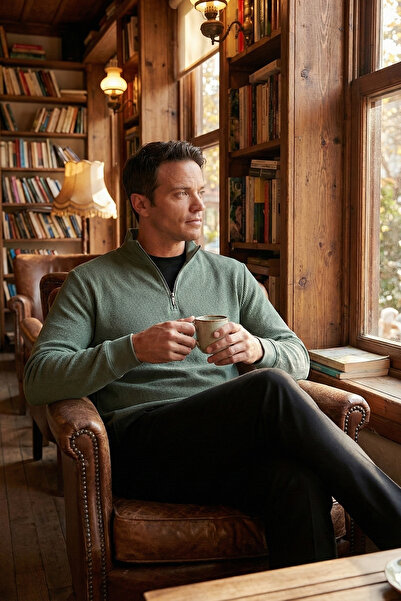 Buratti Cotton Regular Fit Half Zipper Stand Collar Sweat Men's Sweat 5905716