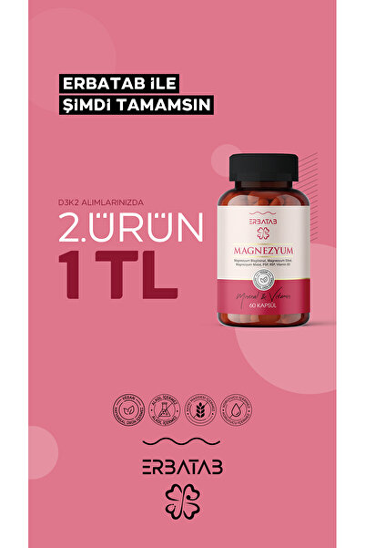 Erbatab Magnezyum 3 Lü Form (BİSGLİSİNAT, SİTRAT, MALAT) & Vitamin B2 , B3 , ...