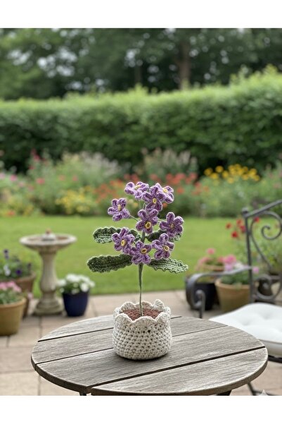 HENERA زهرة أزرق بلون الكوبالت ıda أرجوانية محبوكة يدويًا - زهرة صناعية - عيد...