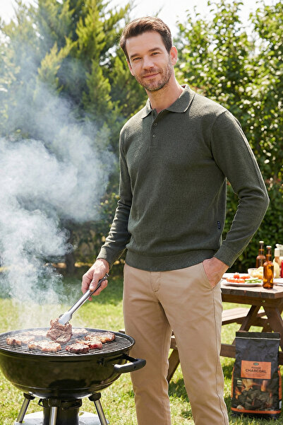 Buratti Βαμβακερό πουλόβερ με κανονική εφαρμογή Polo Neck Plus Size 456223